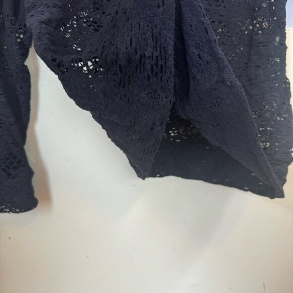 IRO Crochet Lace Cotton Blend Sweater Crew Neck Knit Long Sleeves Sheer Black 40 - Picture 13 of 16